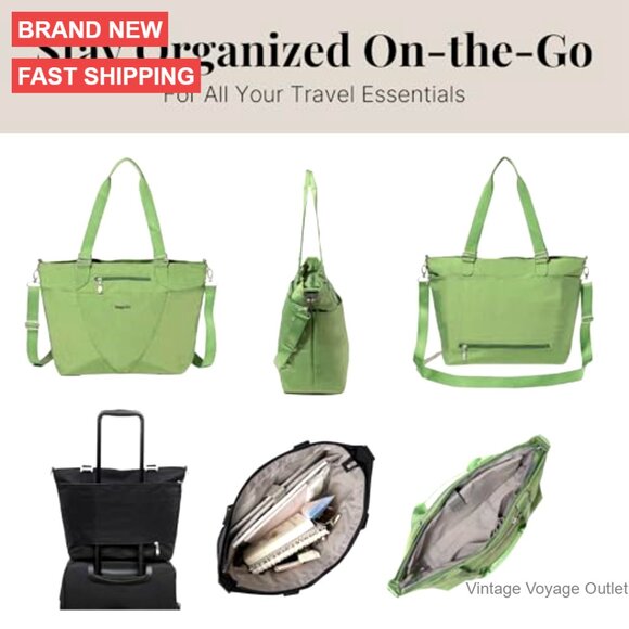 Lightweight Water-Resistant Tote Bag with Laptop Compartment & Luggage Sleeve